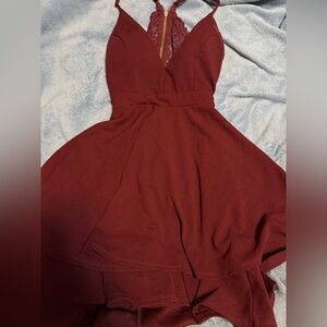 Elegant Burgundy Lace Dress